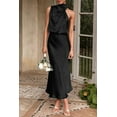 thumbnail image 4 of PRETTYGARDEN Women's Satin Dress Elegant Sleeveless Mock Neck Cocktail Party Maxi Dresses, 4 of 6