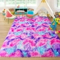 thumbnail image 2 of Junovo Soft Rainbow Area Rugs for Girls Room, Fluffy Colorful Rugs Cute Floor Carpets Shaggy Playing Mat for Kids Baby Girls Bedroom Nursery Room,8'x10',Hot Pink, 2 of 8