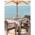 thumbnail image 2 of Outdoor Tablecloth with Umbrella Hole and Zipper, Pink Plaid Easter Square Table Cloth 60x60 Inch Waterproof Tablecloth, Blue Truck Spring Floral Bunny Wooden Picnic Table Cover for Patio Camping, 2 of 7