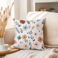 thumbnail image 3 of Ethan Taylor Floral Throw Pillow Soft Cushion Cover 'Wildflower Dream Flowers Scandinavian Flowers' Pattern Decorative Square Accent Pillow Case, 20x20 Inches, Blue, Red, 3 of 5
