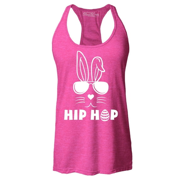 Shop4Ever Women's Hip Hop Bunny Rabbit Easter Racerback Tank Top Medium Fuchsia