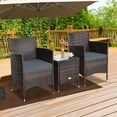 thumbnail image 3 of Patiojoy 3-Piece Patio Wicker Rattan Furniture Set Conversation Sofa Set  W/Coffee Table Grey, 3 of 10
