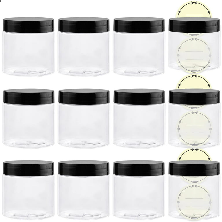 TUZAZO 2 Oz Plastic Jars with Lids and Labels BPA Free, Clear Empty  Refillable 2oz Plastic Containers with Lids for Cosmetics, Lotions,  Ointment