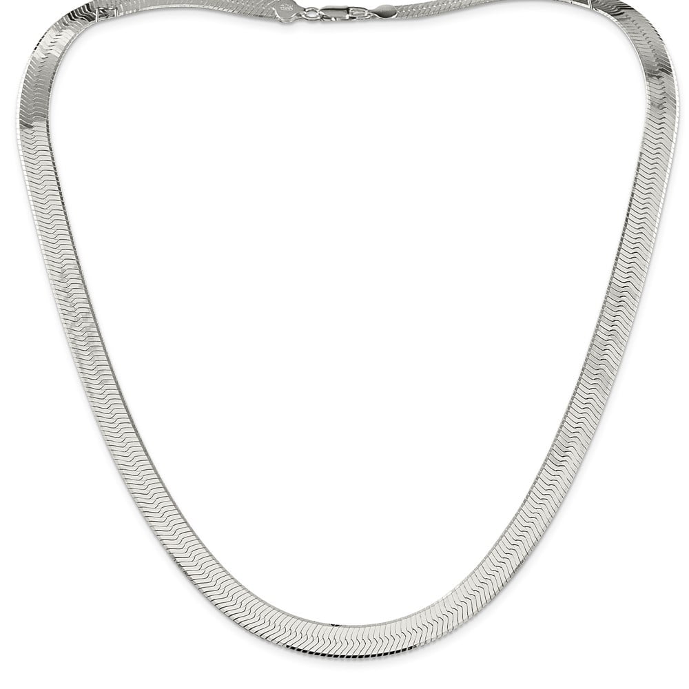 Solid 925 Sterling Silver 5.25mm Magic Herringbone Chain Necklace with Secure Lobster Lock Clasp Solid 925 Sterling Silver 5.25mm Magic Herringbone Chain Necklace with Secure Lobster Lock Clasp