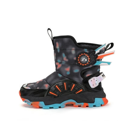 

Daeful Girls Snow Boot Plush Lined Ankle Boots Magic Tape Outdoor Shoe Non-Slip Comfort Short Bootie Hiking Winter Shoes Orange 2.5Y