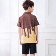 thumbnail image 7 of CPNG Boys Summer Shirt Comfortable Fashion Funny Ice Cream Print Short Sleeve Loose Lapel Buttoned Shirts(Coffee,5-6 Years), 7 of 7