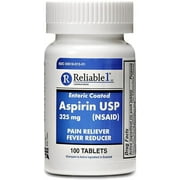 Reliable 1 Aspirin USP 325 mg (NSAID) 100 Enteric Coated Tablets (1 Bottle)