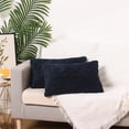 thumbnail image 6 of Unique Bargains Solid Striped Soft Sofa Decorative Pillow Covers (2 Count) Dark Blue 12" x 20", 6 of 6