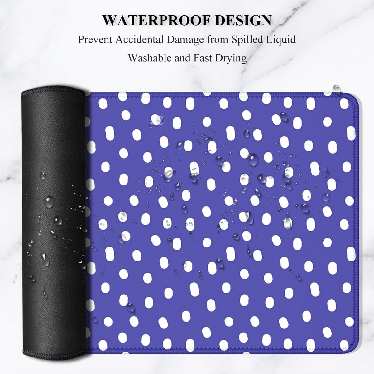 Desk Mouse Pad, Large Gaming Mousepad, XXL Desk Pad, Extended Long Superior Micro-Weave Cloth Non-Slip Rubber Big Computer Mouse Mat for Gamer, Office & Home, 35" x 15", Purple Dots