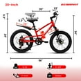 thumbnail image 5 of QEEKA 20 Inch Kids Mountain Bike，4.0"/2.125" Wide Non-Slip Tires,7-Speed with Front Suspension,Dual Disc Brakes and Steel Frame,Kids MTB Bicycle for Ages 6-12 Years Old,Red, 5 of 11