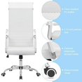 thumbnail image 4 of KaiMeng Ribbed Office High Back PU Leather Desk Adjustable Swivel Task Computer Chair with Armrest for Conference Study Leisure, White, 4 of 5