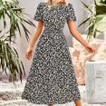 thumbnail image 2 of QIPOPIQ Robes pour Femmes Robe Fluide à Volants Manches Courtes Imprimé Tendance Décontractée Robes d'Été Robe Col Rond Robe Moulante Offres 2023, 2 of 6