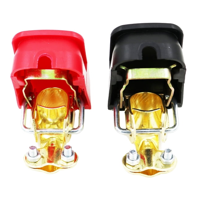 Graflsoa Red and Black Pure Copper Battery Terminal Clamps with Quick-Release Design for Easy Installation and Removal, Compatible with 4-6 Gauge Wires, 500A Continuous, 800A Surge, 1 Pair