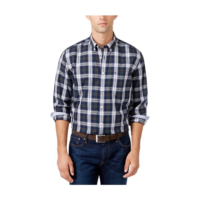 Tommy Hilfiger - Camisa a cuadros para hombre, color azul, XXL