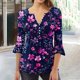 thumbnail image 1 of Fiudx Ofertas Flash Del Día Solo En Línea Camiseta Estampada a La Moda para Mujer, Blusa con Mangas 3/4, Camisetas Informales con Cuello En V, 1 of 5