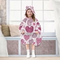 thumbnail image 7 of Wearable Blanket with Sleeves and Pocket Oversized Hooded Sweatshirt 3-14 YR Pink and Maroon Hearts S, 7 of 7