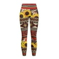 thumbnail image 5 of Renewold American Tribal Sunflower Cow Print Red Yoga Pants for Women with Pockets Full Length Workout Yoga Pants High Waisted Tummy Control Athletic Pants Activewear Casual Leggings, L, 5 of 8