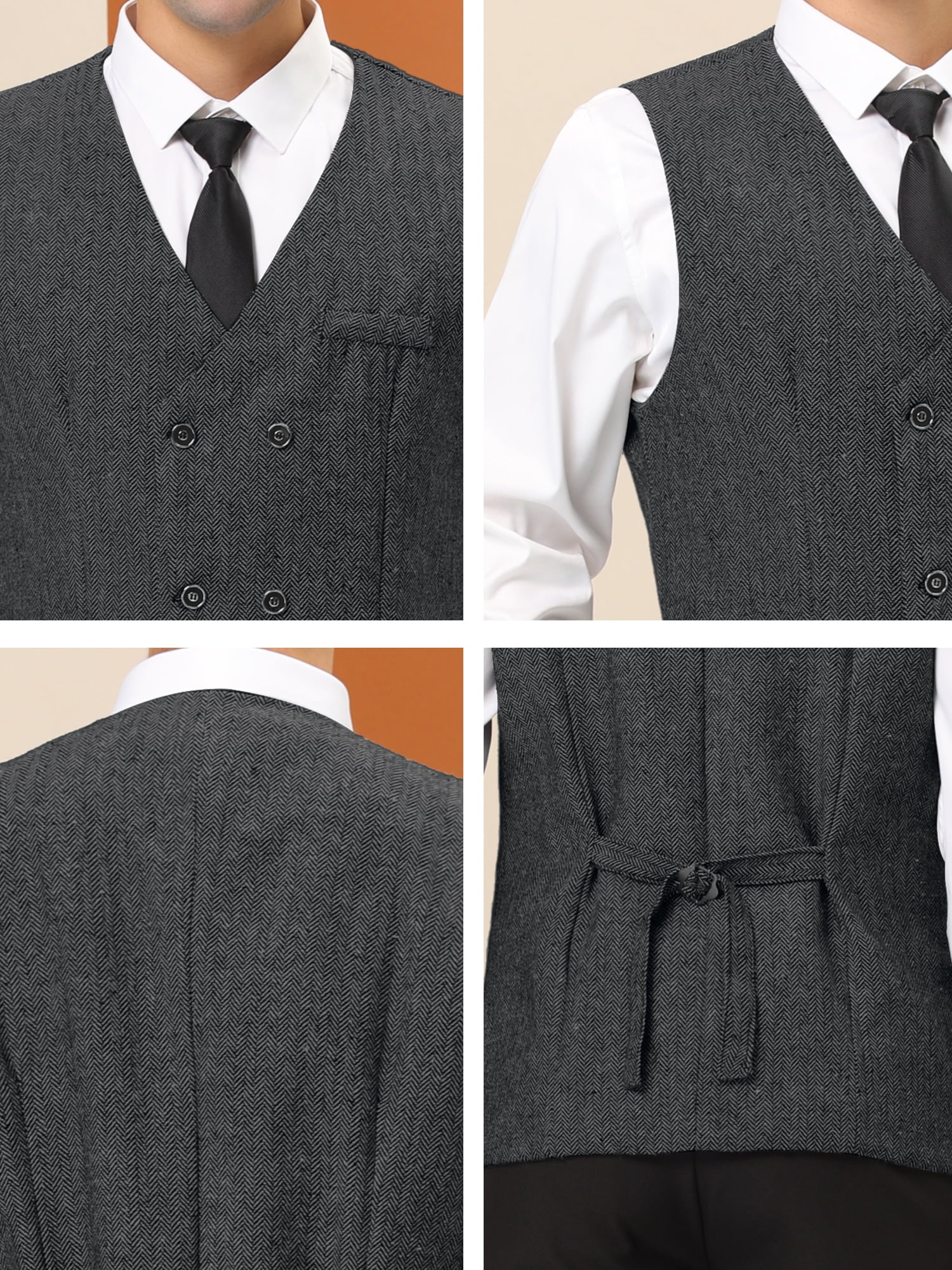 Unique Bargains Men's Dress Vest Double Breasted Slim Fit Prom Sleeveless Waistcoat S Black