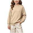 thumbnail image 2 of Lutiedan Boys Girls Knitted Sweaters Teen Crew Neck Long Sleeve Pullover Fall Winter Casual Uniform Sweaters Size 5-16,Beige, 2 of 7