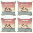 thumbnail image 1 of Tropical Throw Pillow Cushion Case Pack of 4, Best Summer Calligraphy on Island with Palm Trees Ocean Grunge, Modern Accent Double-Sided Print, 4 Sizes, Coral Dried Rose Seafoam, by Ambesonne, 1 of 2