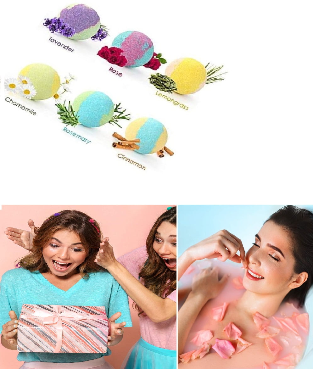 6 Scents x 100g Organic & Natural Bath Bombs,Handmade Bubble Bath Bomb