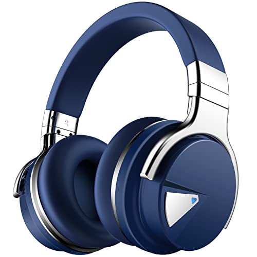 Silensys E7 Auriculares con Cancelación Activa de Ruido Auriculares Bluetooth con Micrófono Auriculares Inalámbricos de Graves Profundos, Cómodas Almohadillas de Proteína, 30 Horas de Juego para Viaje