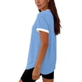 thumbnail image 5 of fatyb Workout Tops for Women Short Sleeve Color Block Running Shirts Womens Lightweight Athletic Tee, 5 of 7