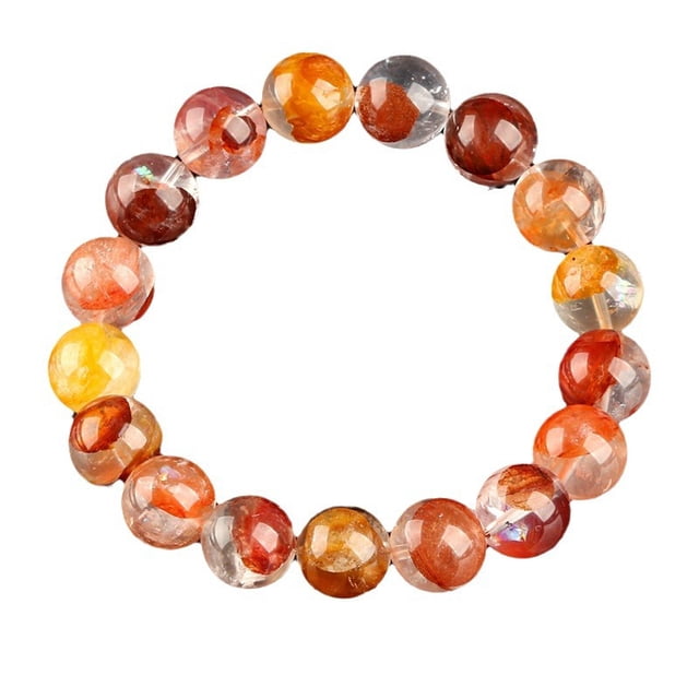 Pulsera de perlas redondas de cristal de inclusión natural de 11 mm