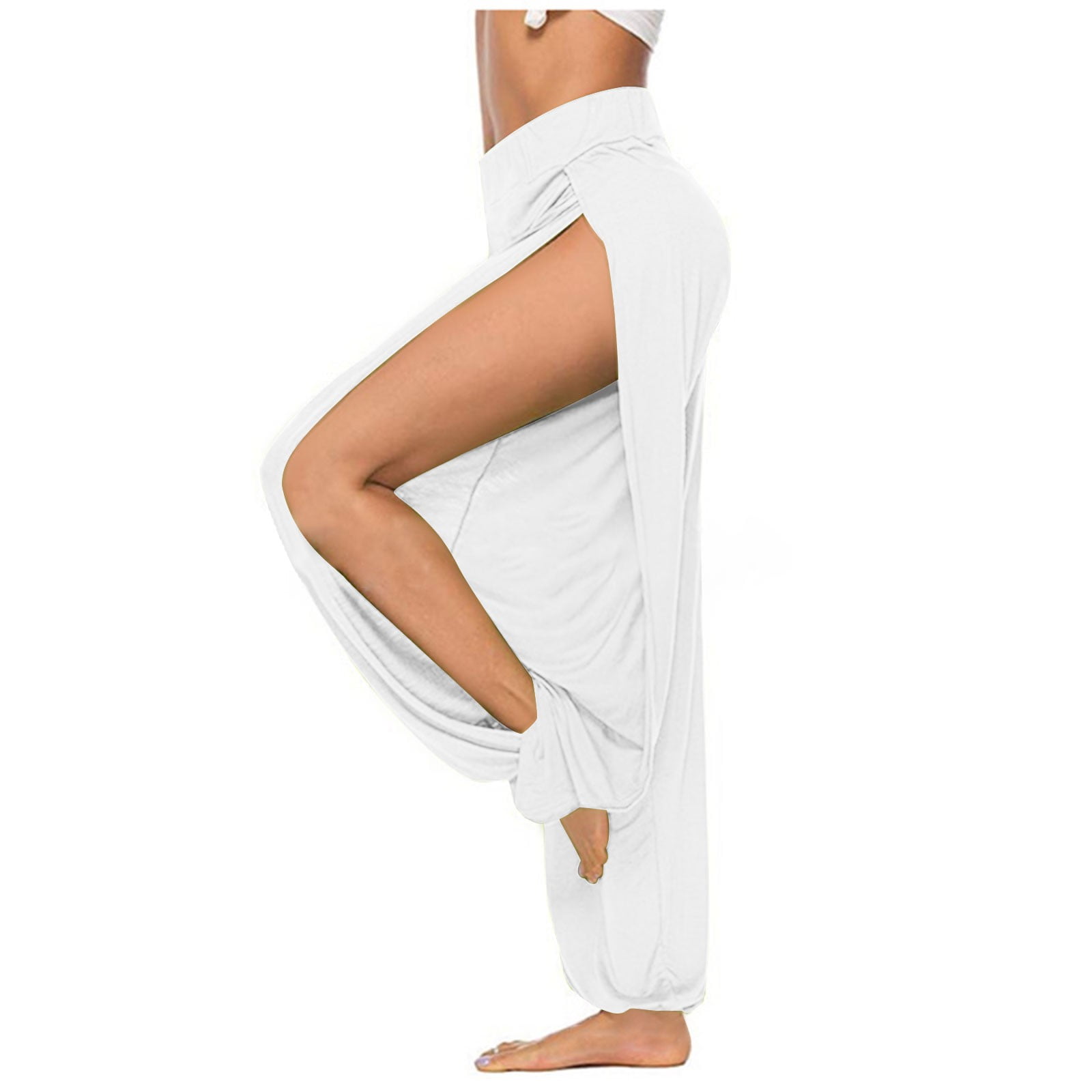 Yoga Pants for Women Side Split Leg Loose Fit Elastic Waist