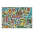 thumbnail image 1 of Doodle Cutting Board, Russia Themed Cartoonish Graphic of Colorful Landmark Print, Decorative Tempered Glass Cutting and Serving Board, in 3 Sizes, by Ambesonne, 1 of 2