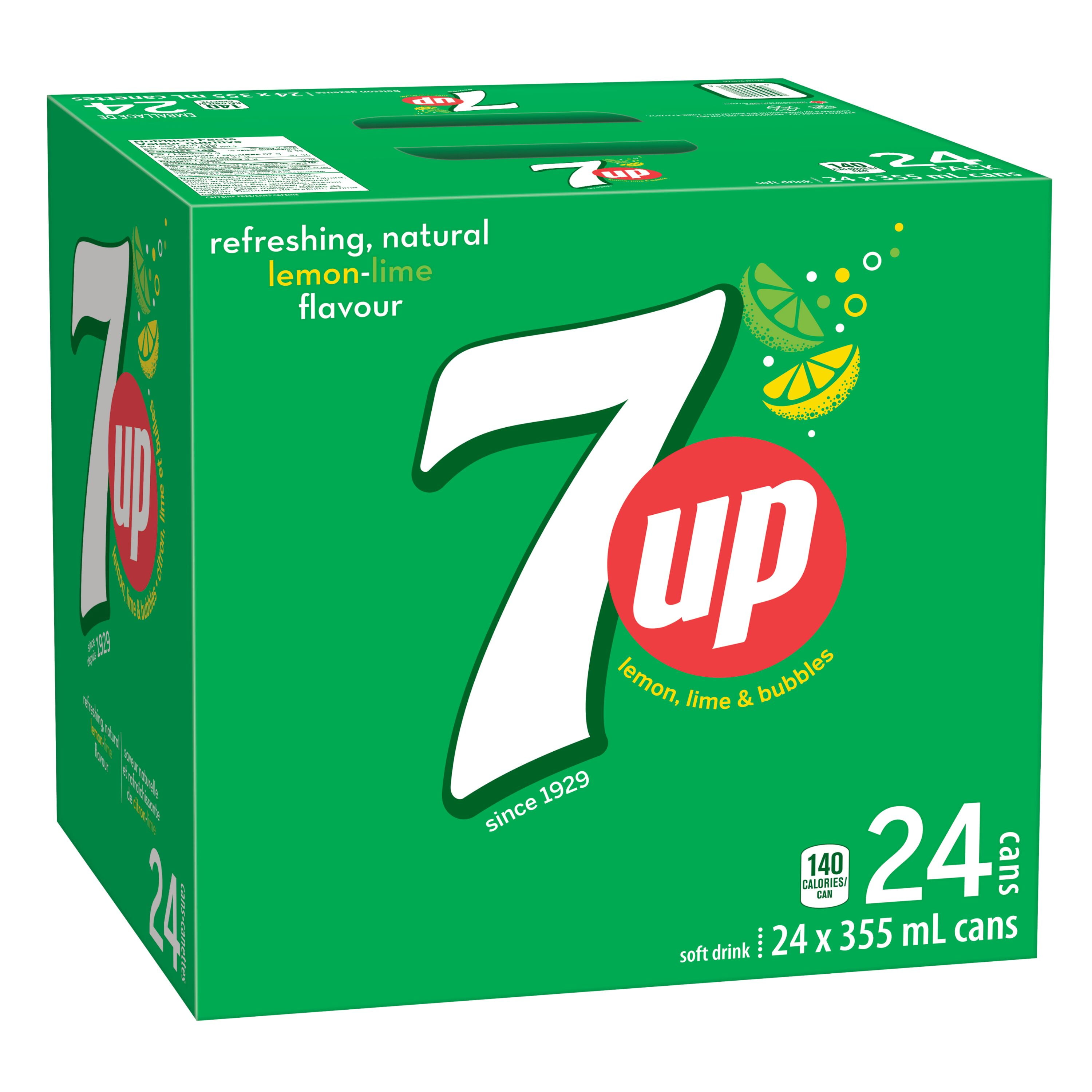 7UP Boisson gazeuse Citron Lime 24 x355 mL,Canettes 24x355mL