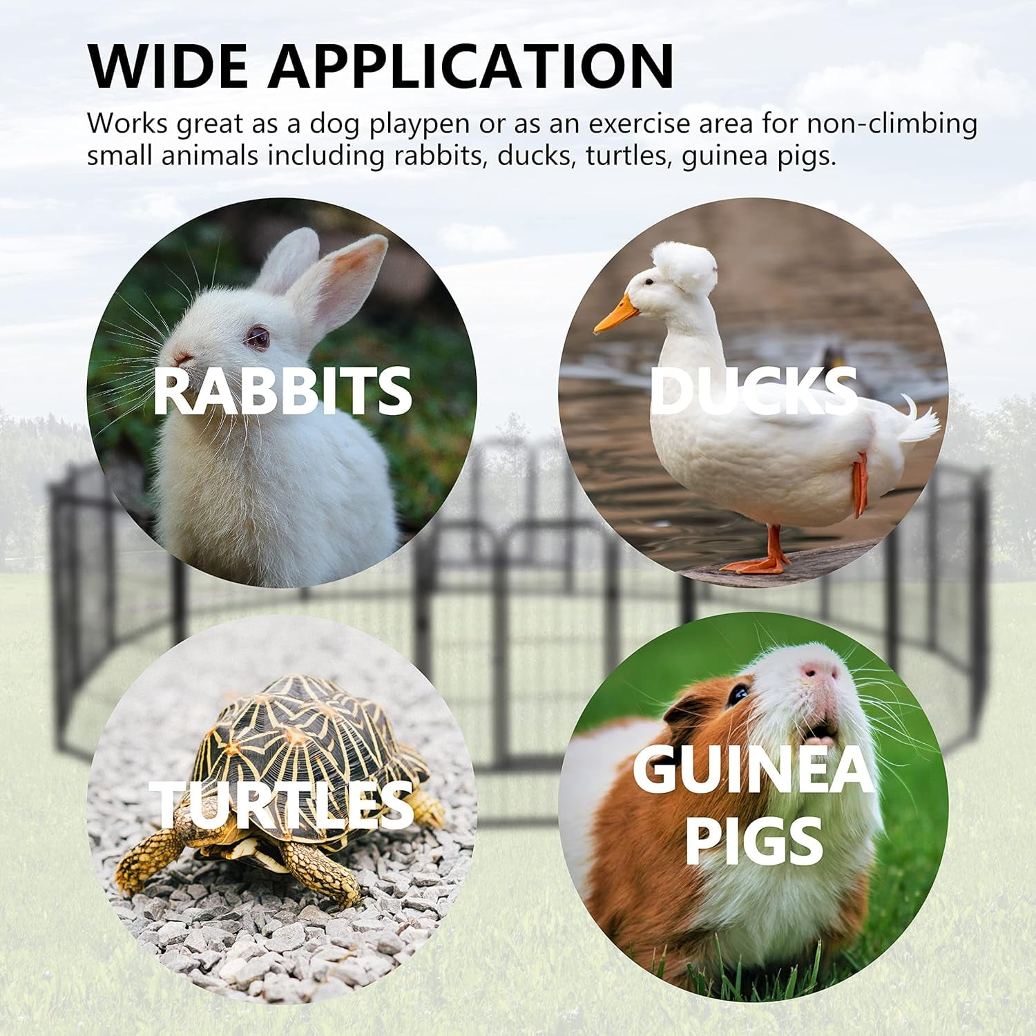 Petorldog 24" Metal Playpen, 8 Panels – Pet Fence for Indoor & Outdoor Use | Black/Silver