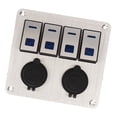 thumbnail image 4 of Car Modification Switch Panel, 4 Gang Aluminum Rocker Switch Panel Silver Oxide ON Off Pre Wired Double Blue LED Switch Panel For Automotive Car Boat RV, 4 of 8