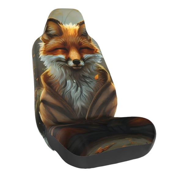 Rateoe Streamside Meditating Fox Print Car Seat Cover,Elastic Car Seat Protector,Washable Durable Automotive Seat Cover Car Interior Accessories