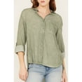 thumbnail image 3 of Velvet Heart Women's Washed Out Button Front Shirt Olive Large  US, 3 of 4