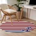 thumbnail image 4 of Round Rugs 3Ft, Anchor Red Round Area Rug Washable Indoor Throw Carpet, Modern Navy Blue White Striped Nautical Small Non Slip Circle Rug for Bedroom Living Room Home Decor Aesthetic, 4 of 8