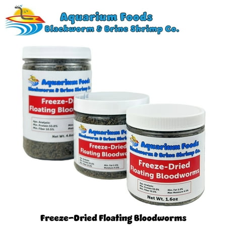 Bloodworms - Freeze-Dried Premium Grade A Bloodworms for Discus, Cichlids, All Tropicals & Marines - 2.6oz Med Round Jar