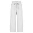 thumbnail image 4 of Kiplyki Trendy Pants for Women Solid Buttons and Linen Loose Trouser Wide Leg Pants, 4 of 7