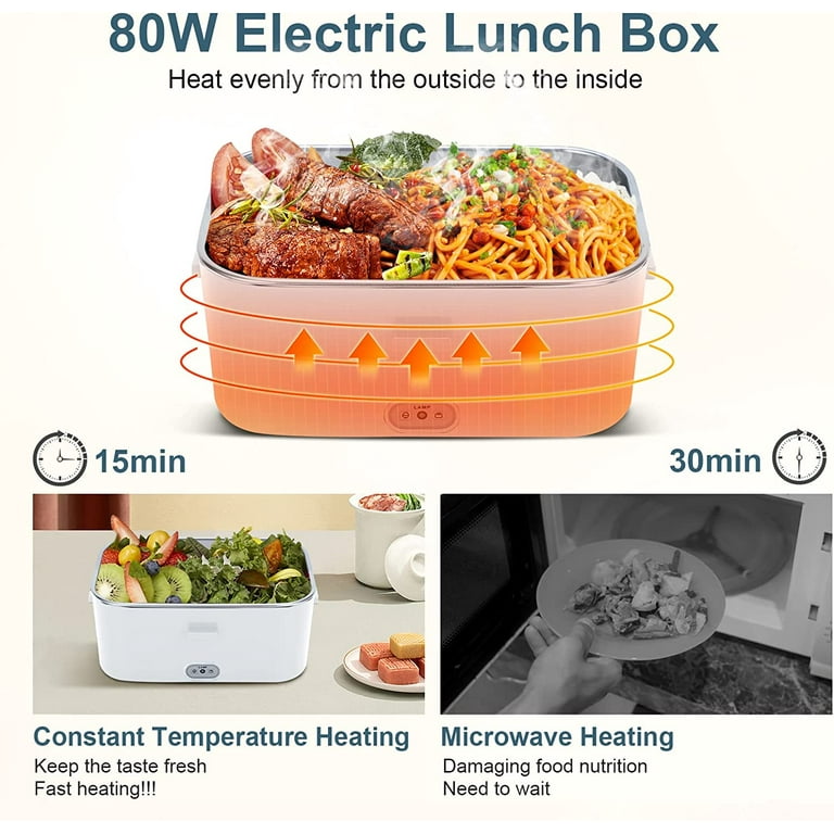 Electric Lunch Box Fast 60W Food Heater 3-In-1 Portable Food Warmer for  Work Home Heated Lunch Box for Adults Removable 304 Stainless Steel  Container