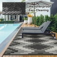 thumbnail image 3 of SIXHOME Outdoor Rug Carpet 9'x12' Waterproof Reversible Patio Rug Portable Modern Indoor Outdoor Rug Plastic Straw Rug for RV Camping Garden Picnic Deck Backyard Boho Porch Decor Black and Gray, 3 of 7