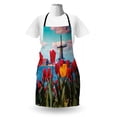 thumbnail image 3 of Amsterdam Apron, Idyllic Spring Morning Photo with Dutch Tulips Canal and Windmill in Netherlands, Unisex Kitchen Bib with Adjustable Neck for Cooking Gardening, Adult Size, Multicolor, by Ambesonne, 3 of 4