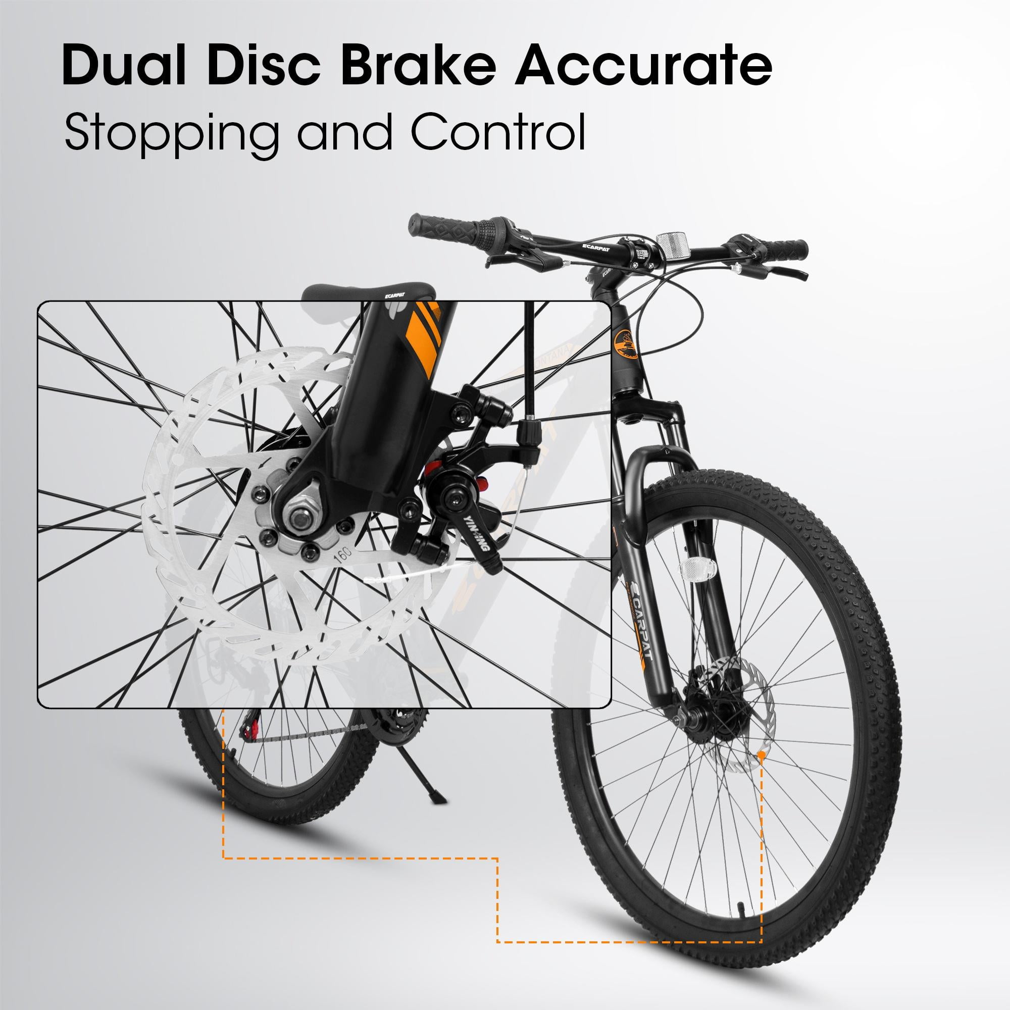 26 inch Mountain Bike, Shimano 21 Speed Drive, Dual Disc, Brake Front Suspension MTB For Women Men Black Blue