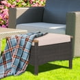thumbnail image 3 of Gymax 2PCS Patio Ottomans Wooden Handles Rattan Knitting Foot Pedal Beige, 3 of 9
