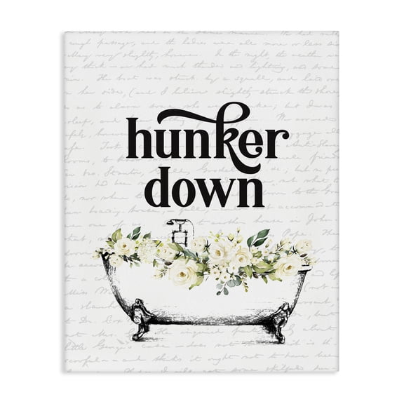 Stupell Industries Shabby Chic Hunker Down Floral Tub Canvas Art, 16 x 20, by Lettered and Lined