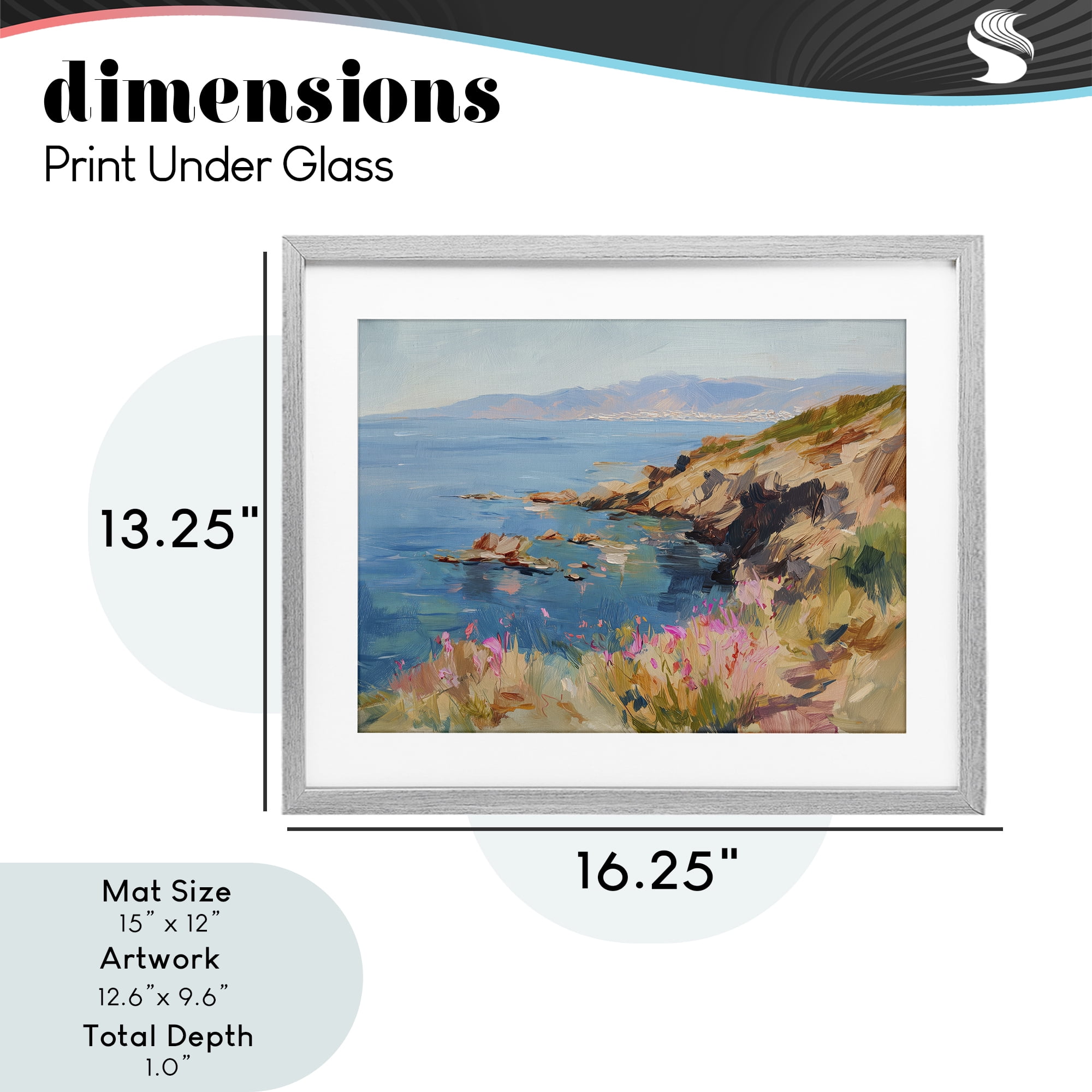 Stupell Industries Where Mountains Meet Sea Gray Framed Print Under Glass, design by Svetlana Aleynikova