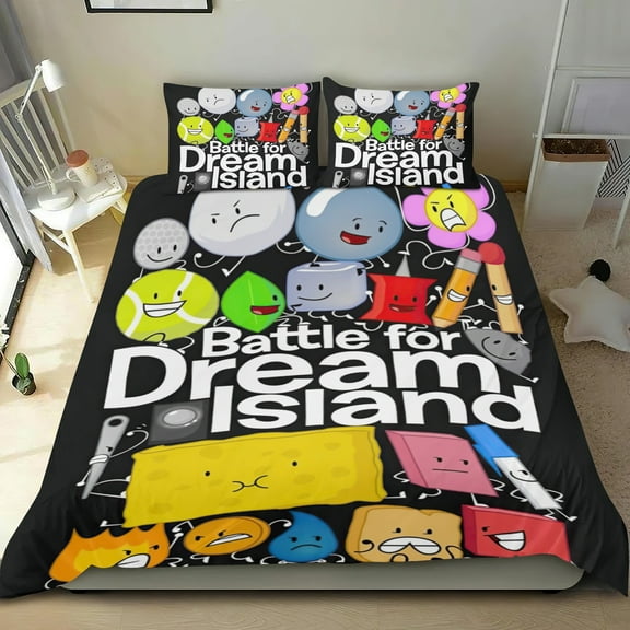 Battle for Dream Island Themed Bed Sheet Set Three Piece Set 53x79 In ches Comfortable And Skin Friendly Unique Design Creating A Star Studded Night Home Gifts For Family Friends fans