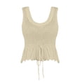 thumbnail image 4 of Tiqkatyck Tank Top for Women's New Vacation Slim Fit Short Square Neck Hollowed Out Solid Color Vest Outside Knit Top Sleeveless Crochet Tunic Tops Summer Tops for Women Beige M, 4 of 4