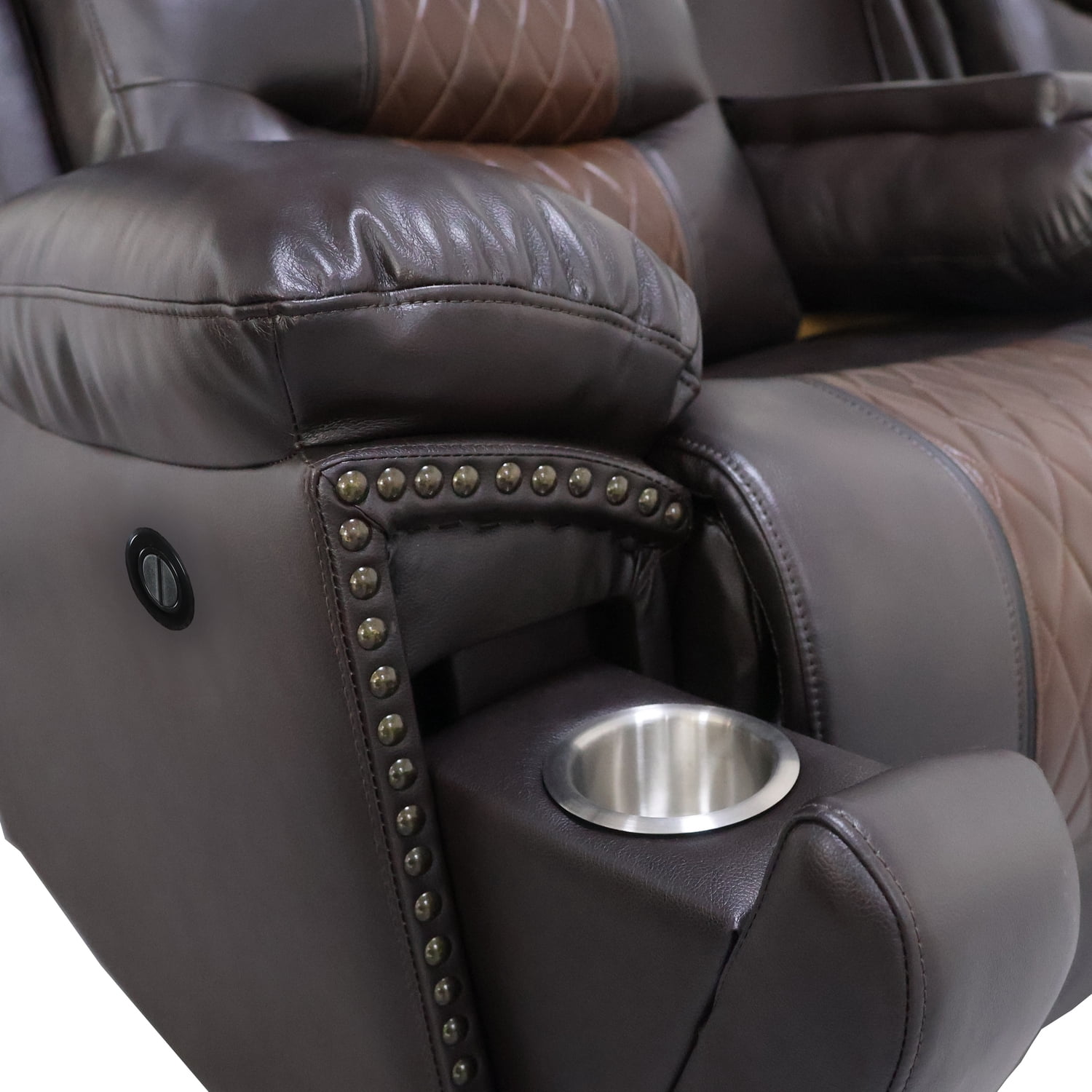 New Classic Furniture Nikko Leather Console Loveseat w/ Power Footrest in Brown