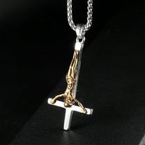 MATROOY Men's Stainless Steel Upside Down Cross Necklace for Men Inverted Pendant Chain-B