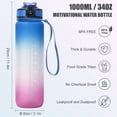 thumbnail image 2 of 1000ML Water Bottle with Time Marker BPA FREE Sports Bottle With Straw for Office Gym Fitness Sports Camping Cycling, 2 of 8